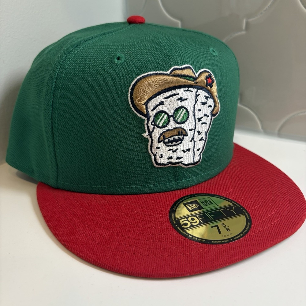 New Era Frisco Roughriders MiLB Copa 59FIFTY Green Red Fitted Hat Size 7 5/8